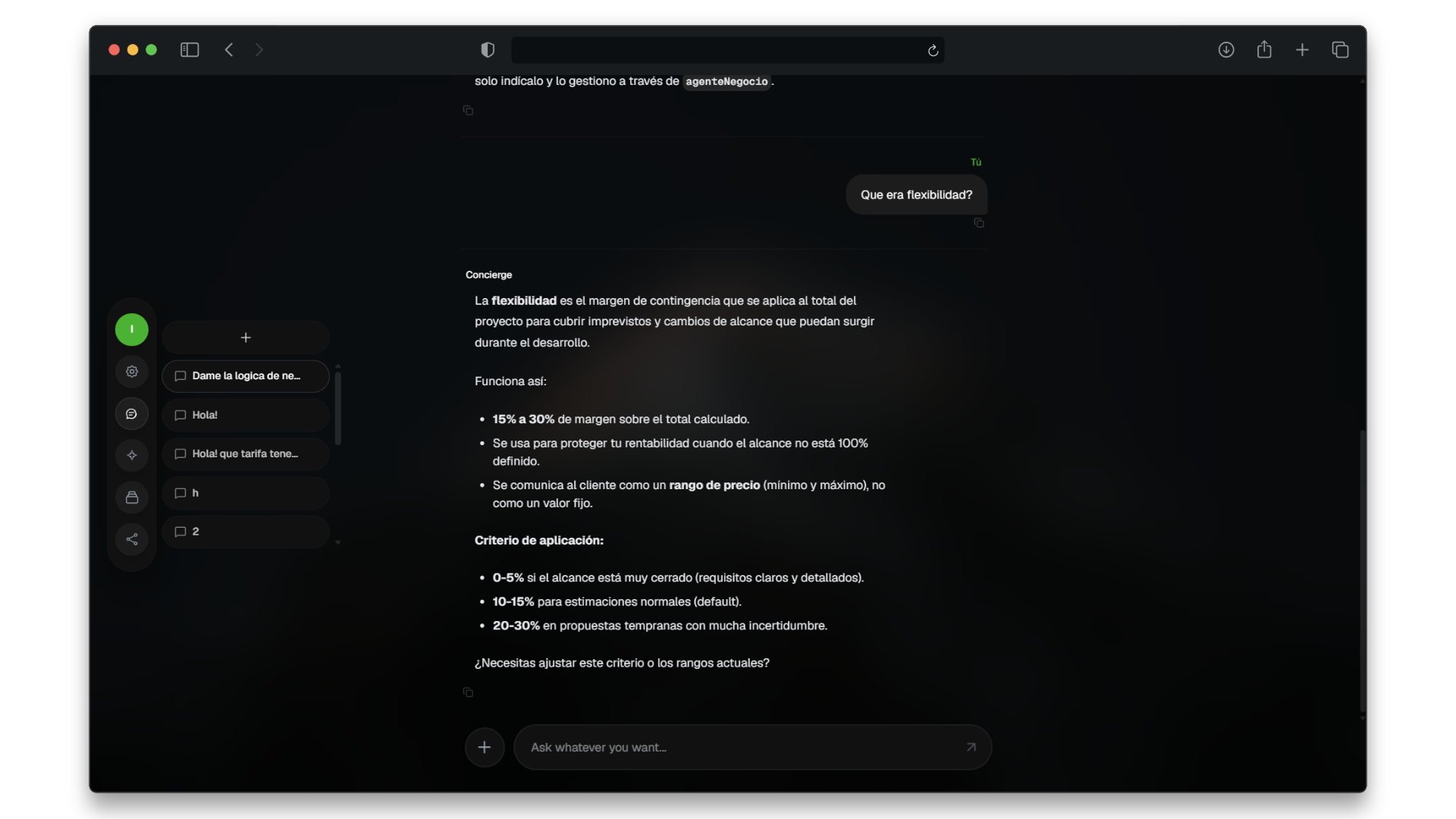 Captura de Concierge